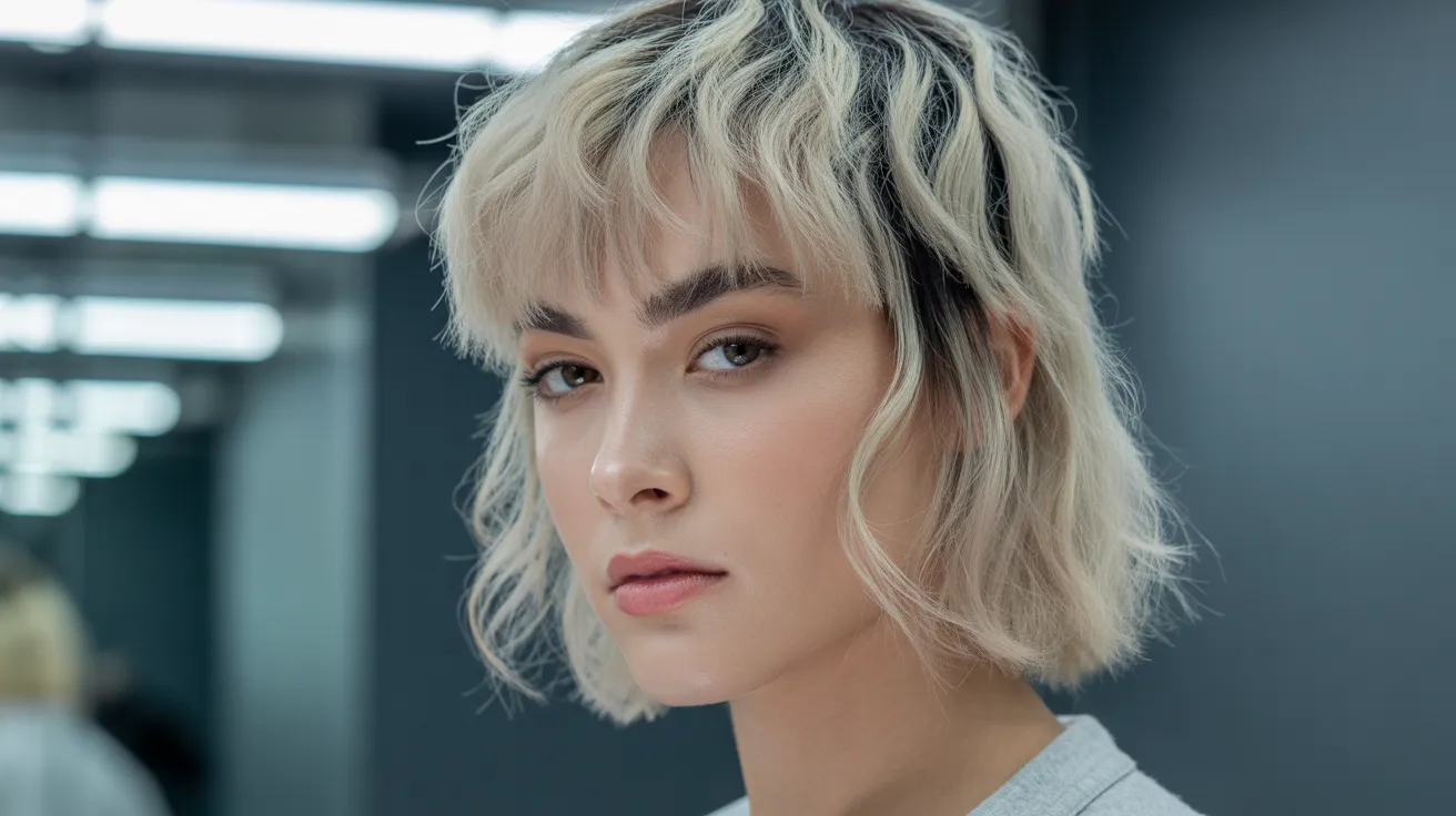 Bleach and Tone Wolf Cut with Fringe Bangs