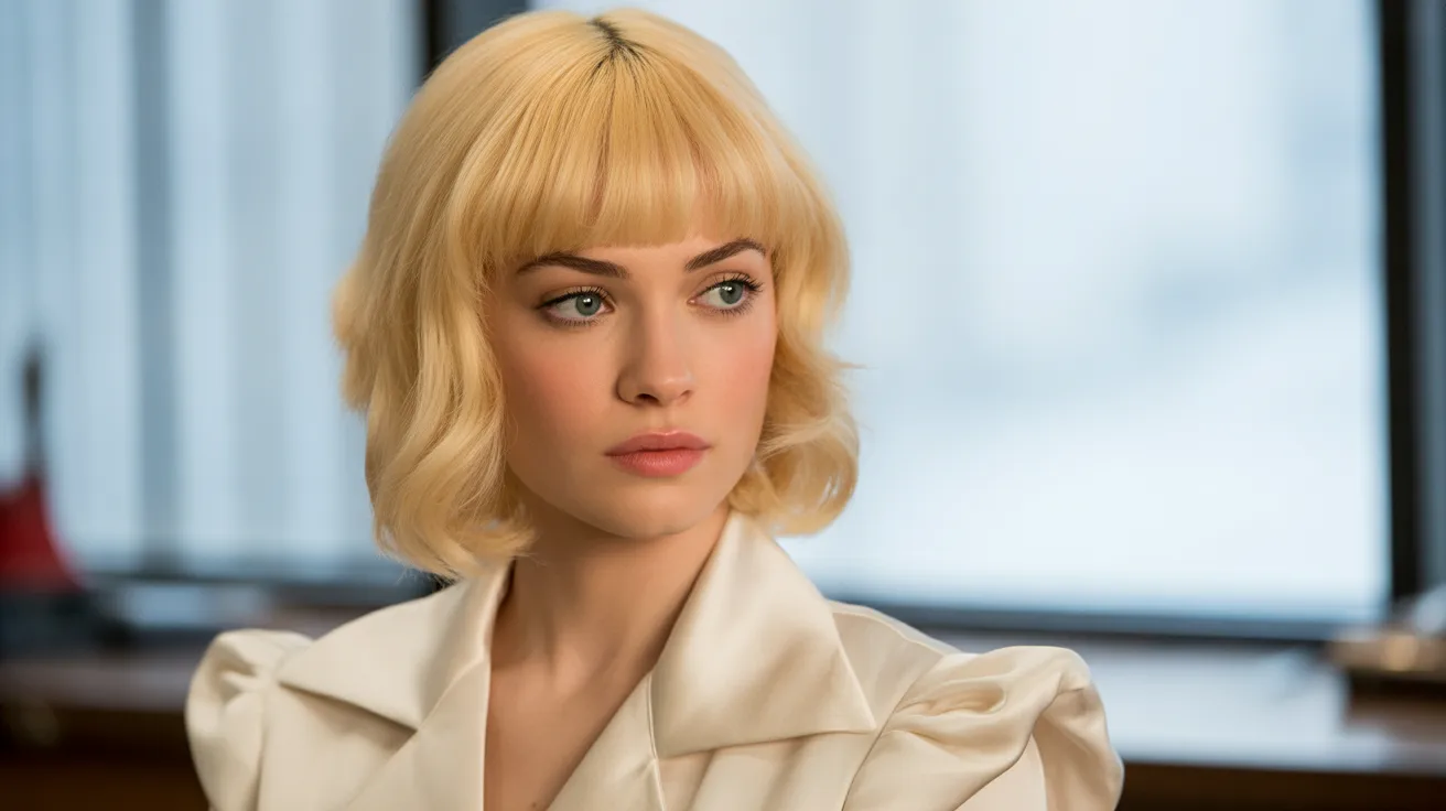 Butter Blonde Wolf Cut with Straight-Across Bangs