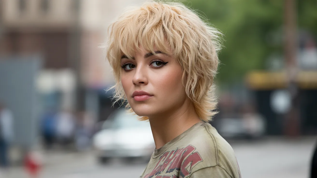 Dirty Blonde Wolf Cut with Shaggy Bangs