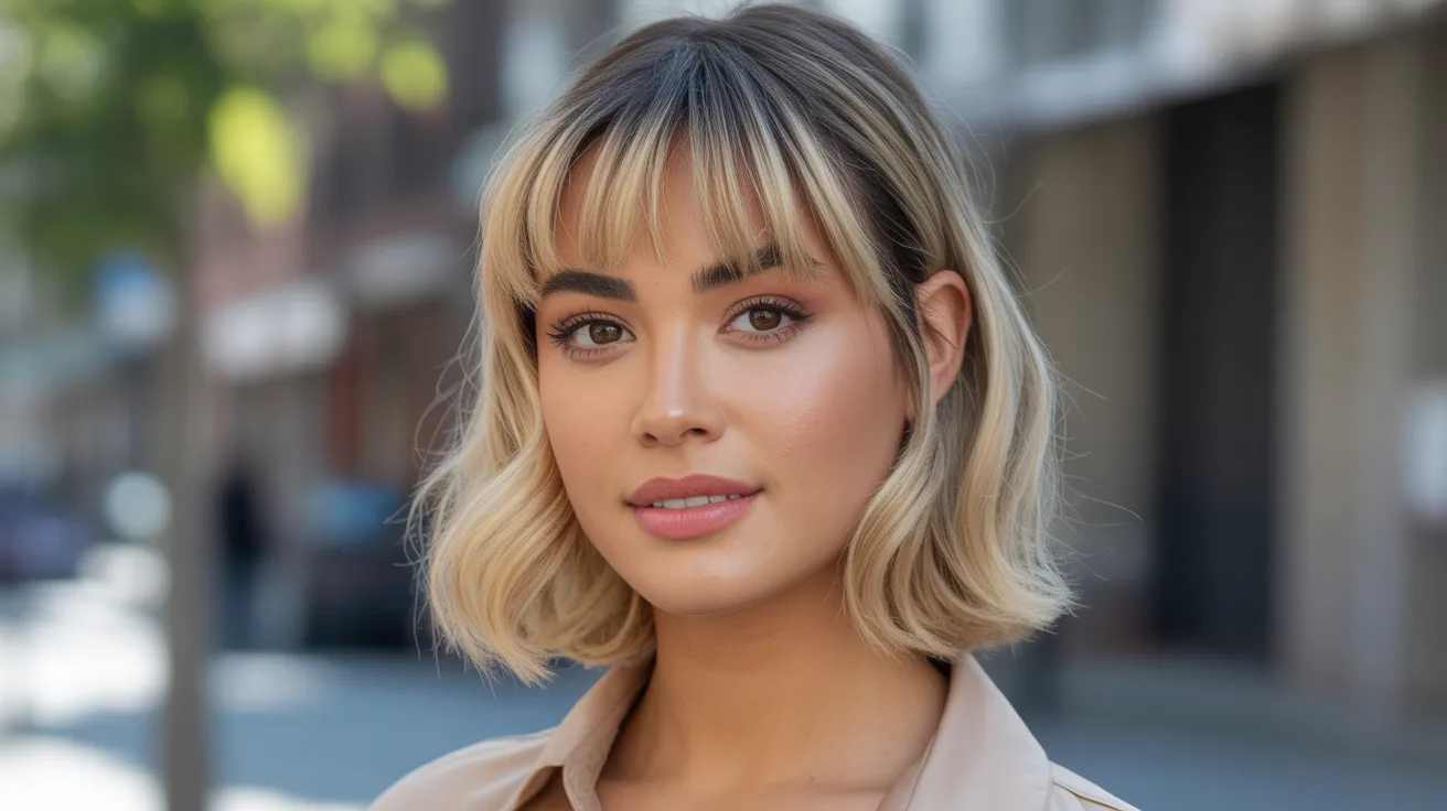 Highlighted Blonde Wolf Cut with Bottleneck Bangs