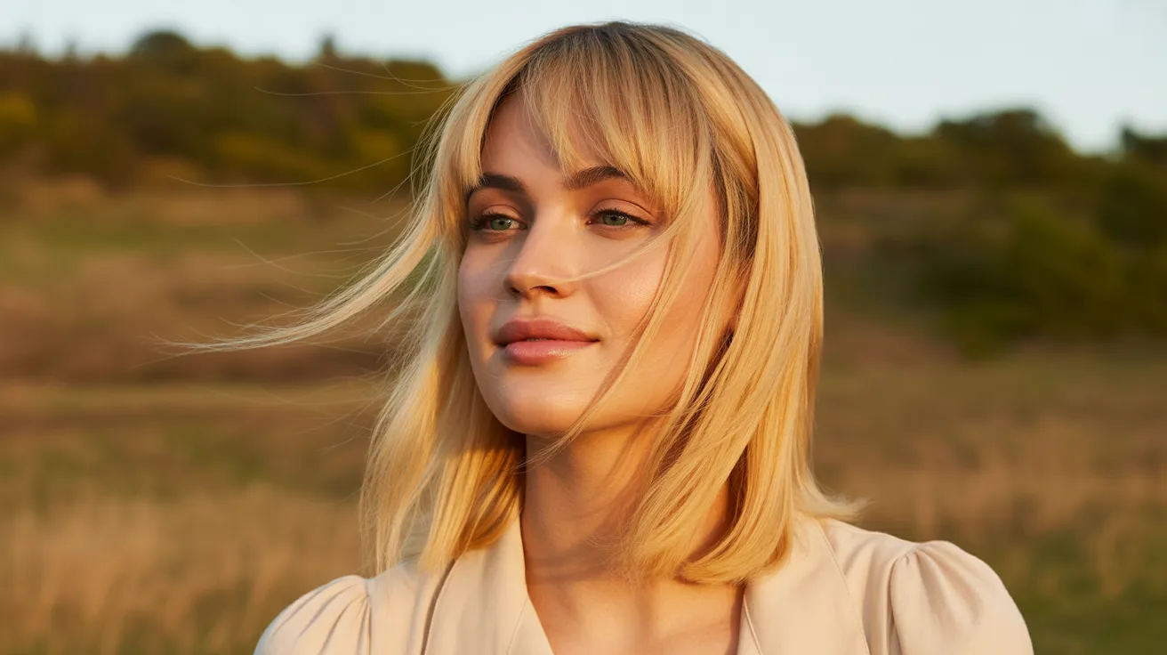 Honey Blonde Wolf Cut with Side-Swept Bangs