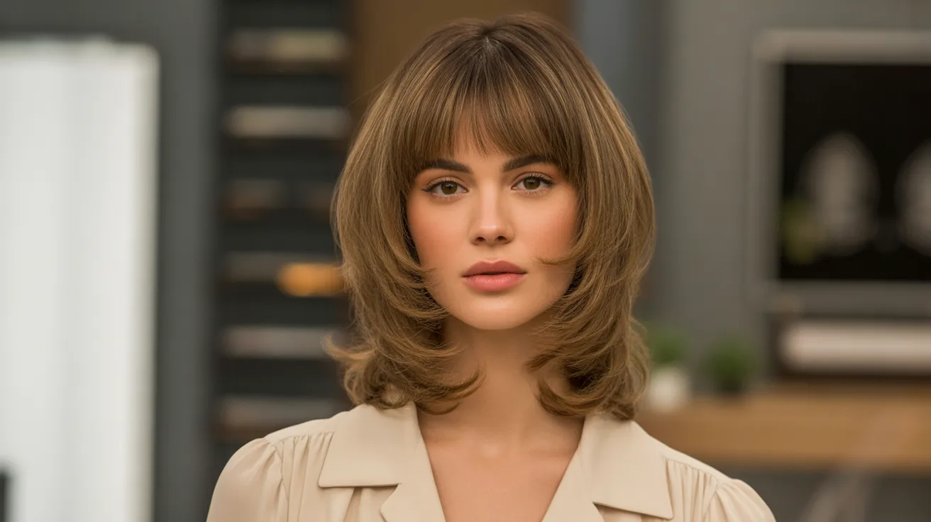 Layered Wolf Cut With Curtain Bangs and Blunt Tips