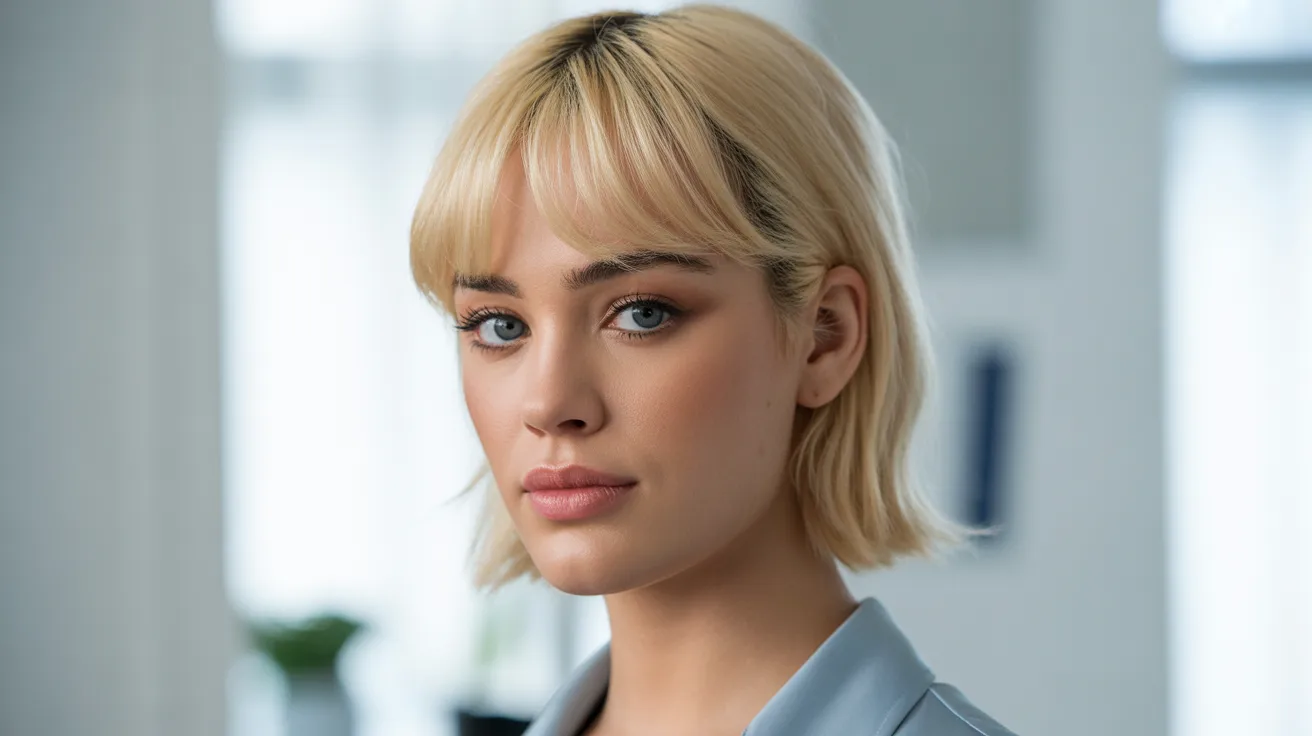 Light Blonde Wolf Cut with Parted Bangs