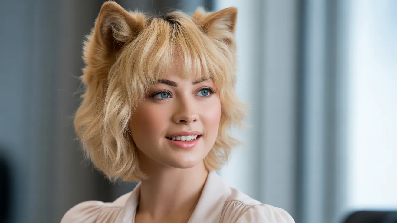 Sandy Blonde Wolf Cut with Fluffy Bangs