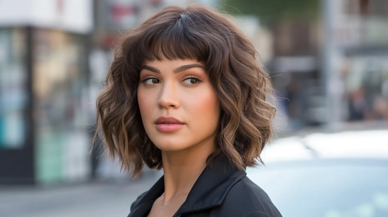 Wavy Wolf Cut With Bangs and a Middle Part