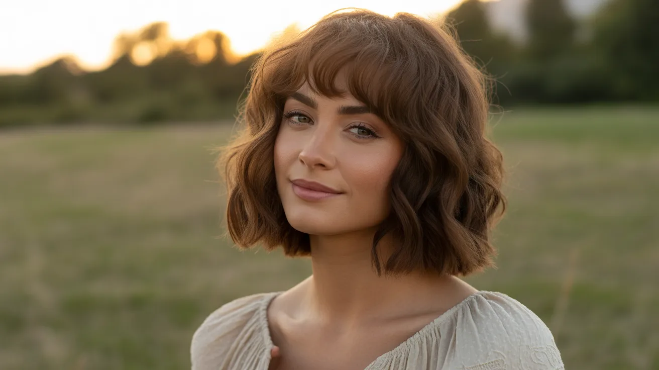 Wavy Wolf Cut With Bangs for a Bohemian Look
