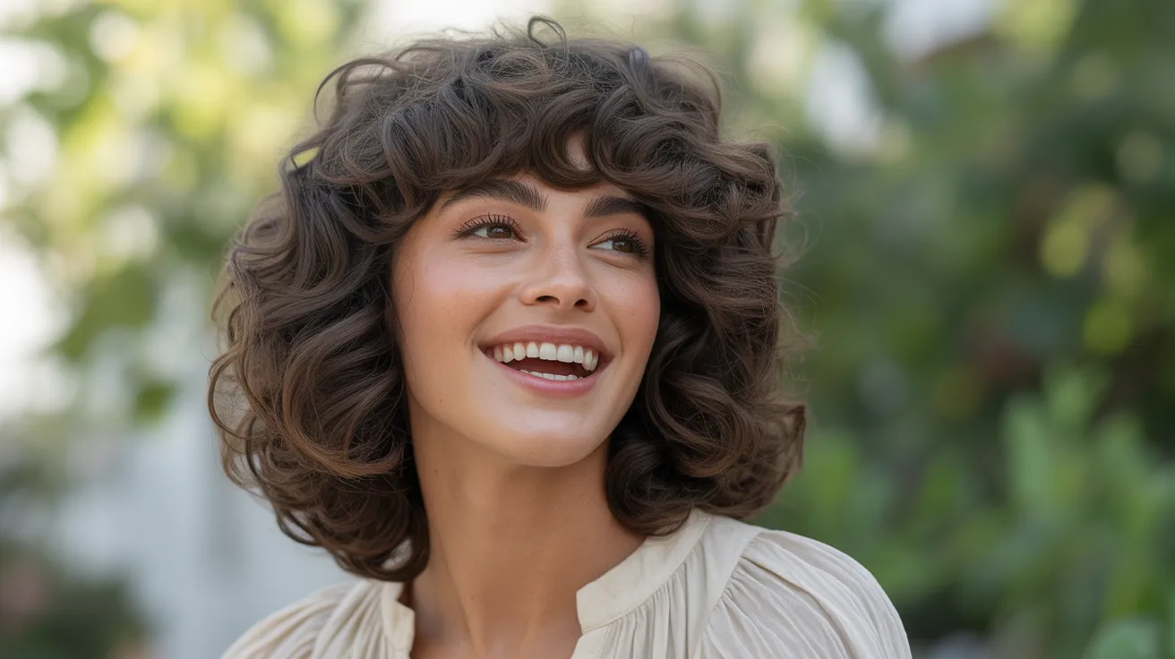 Wavy Wolf Cut With Bangs for Curly Hair