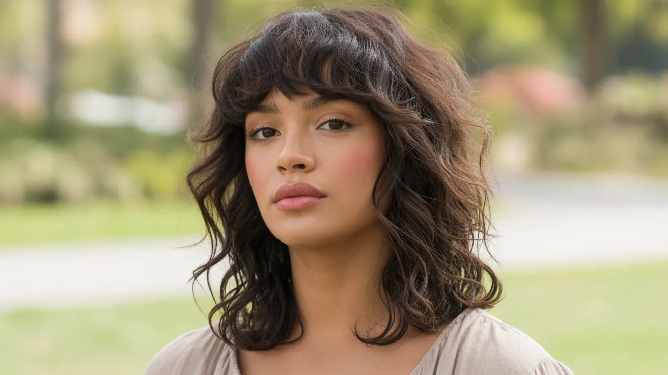 Wavy Wolf Cut With Curtain Bangs for Natural Texture