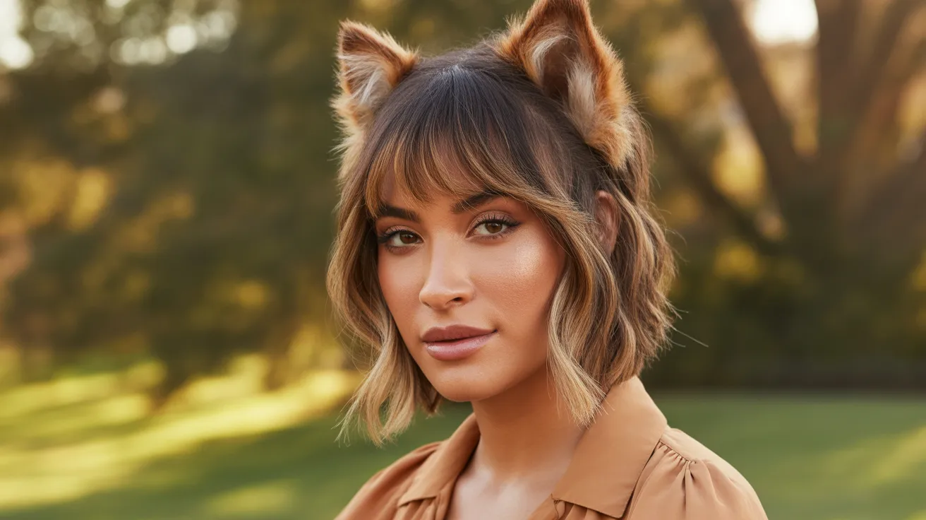 Wolf Cut With Curtain Bangs and Face-Framing Highlights