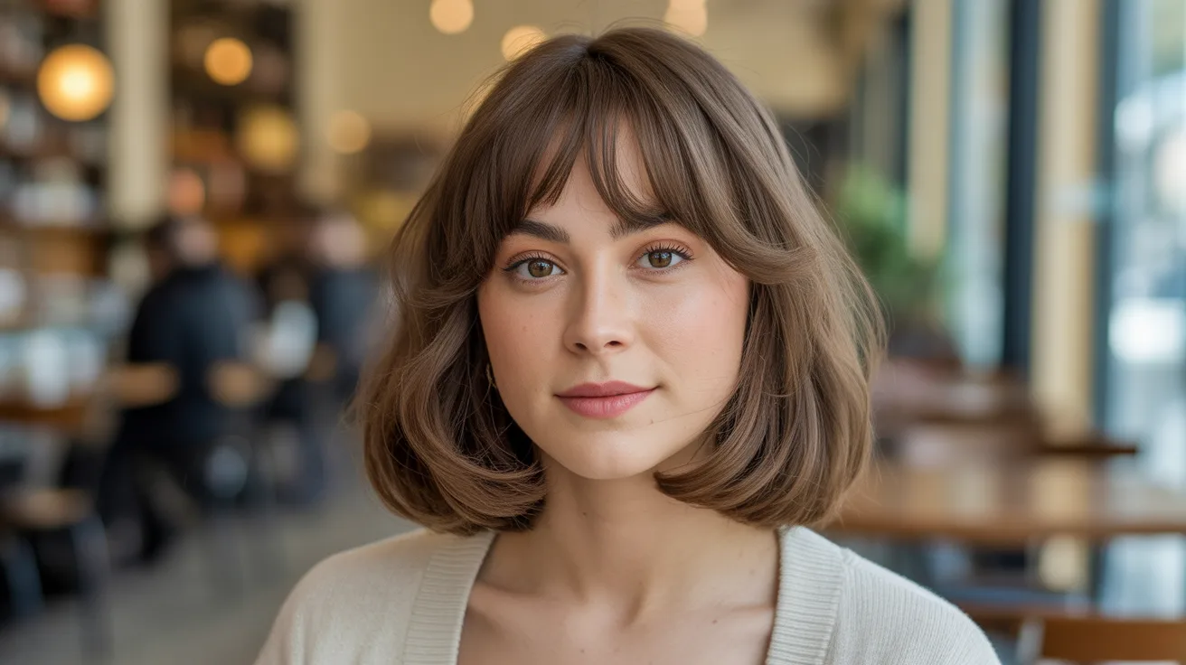Wolf Cut With Curtain Bangs on Medium-Length Hair