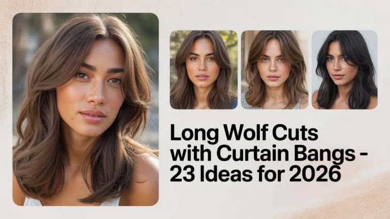 Long wolf cuts with curtain bangs
