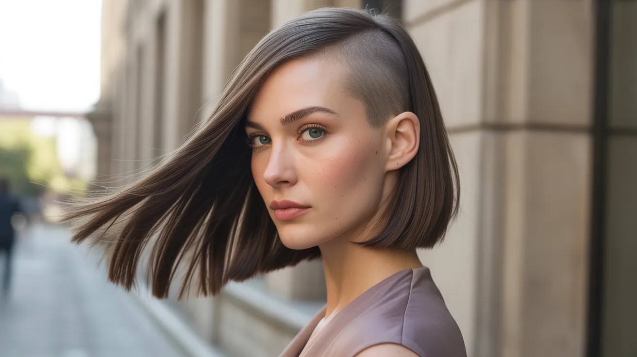 Asymmetrical Bob with a Shaved Section