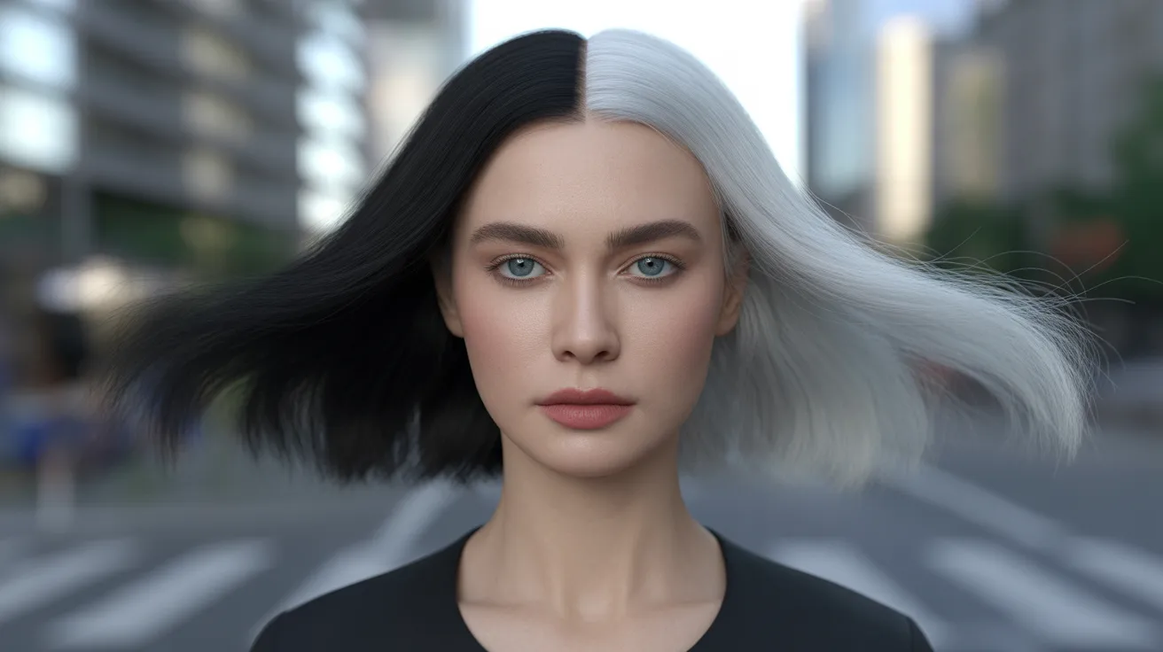 Bold Black and Platinum Split Gemini Hairstyles