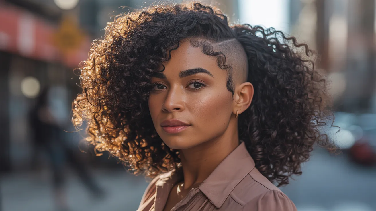 Curly Hair with a Shaved Side