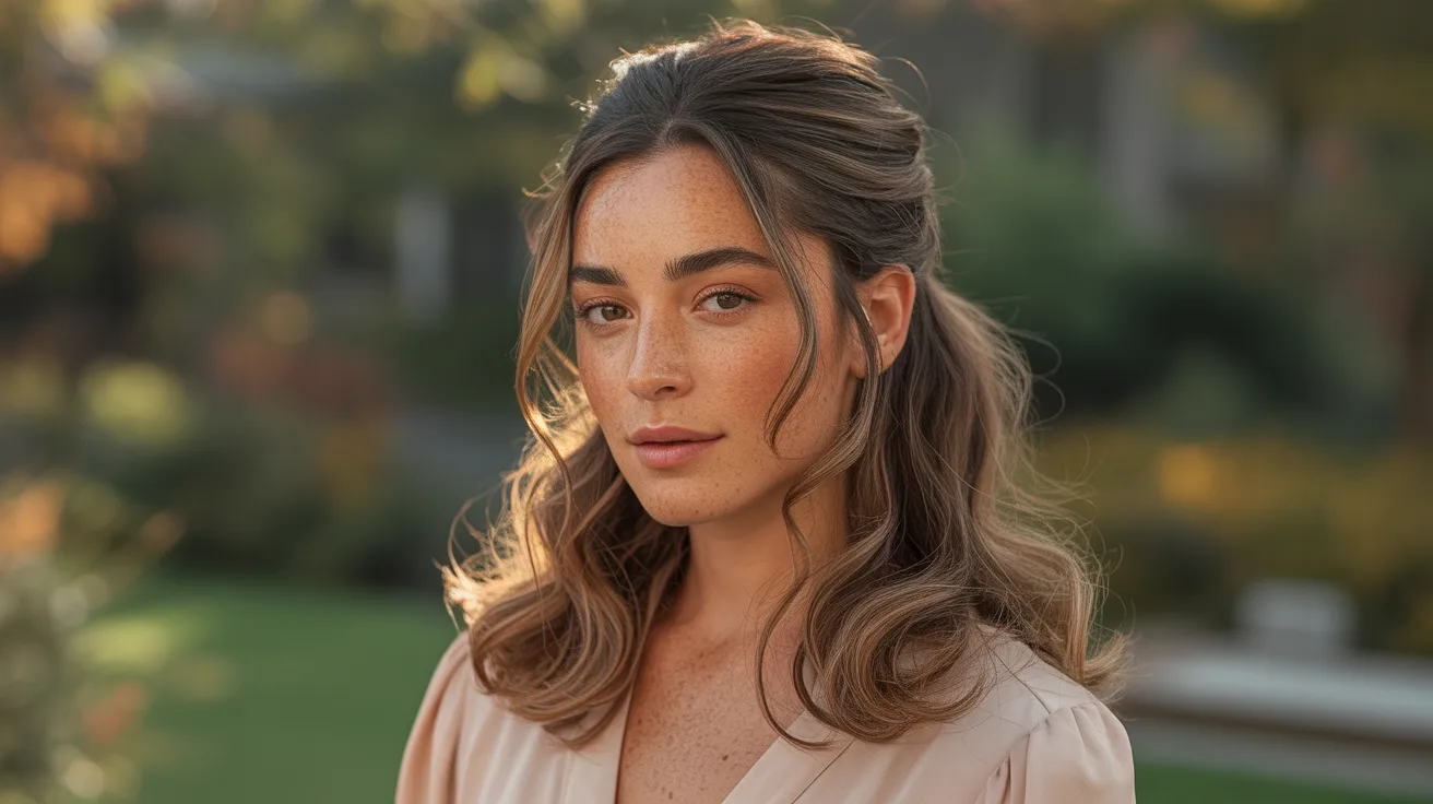 Half-Up Half-Down Hairstyle for Oval Shaped Face