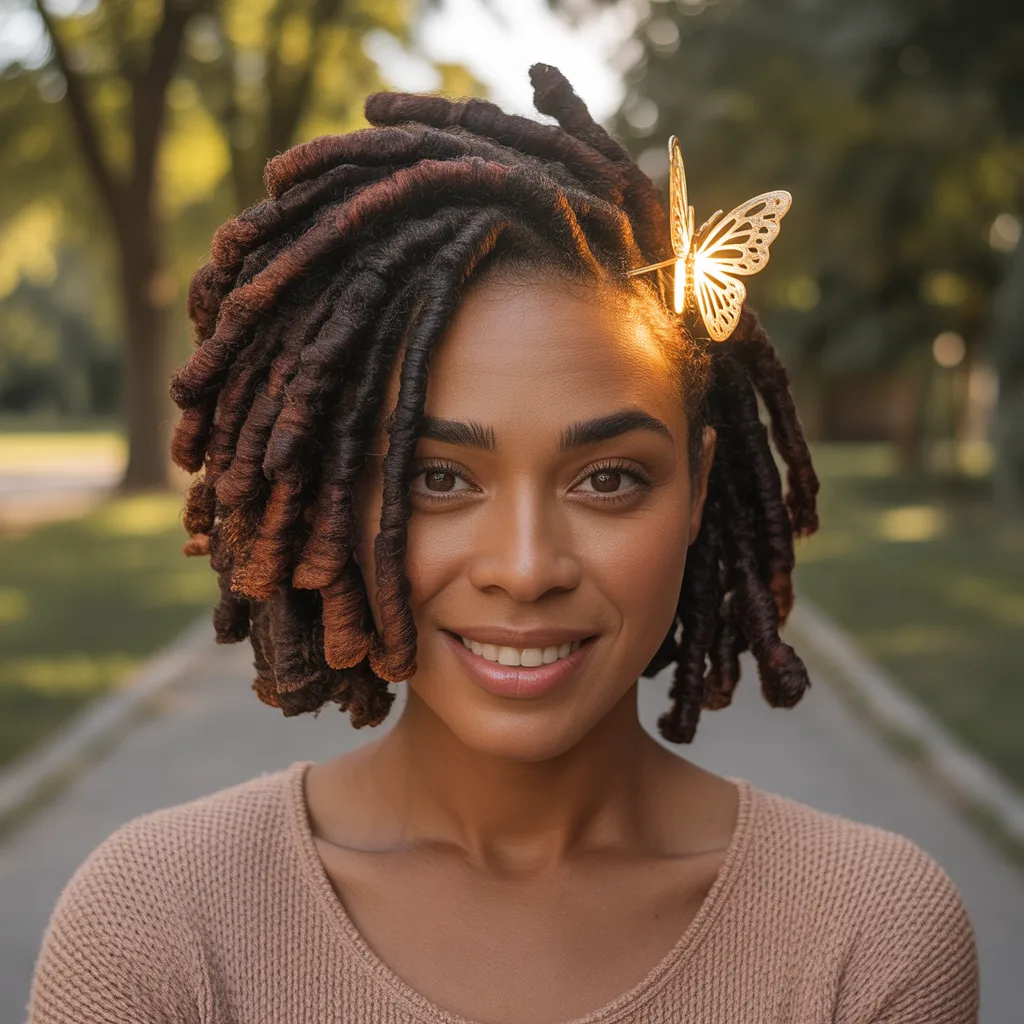 Half Up Short Loc Style