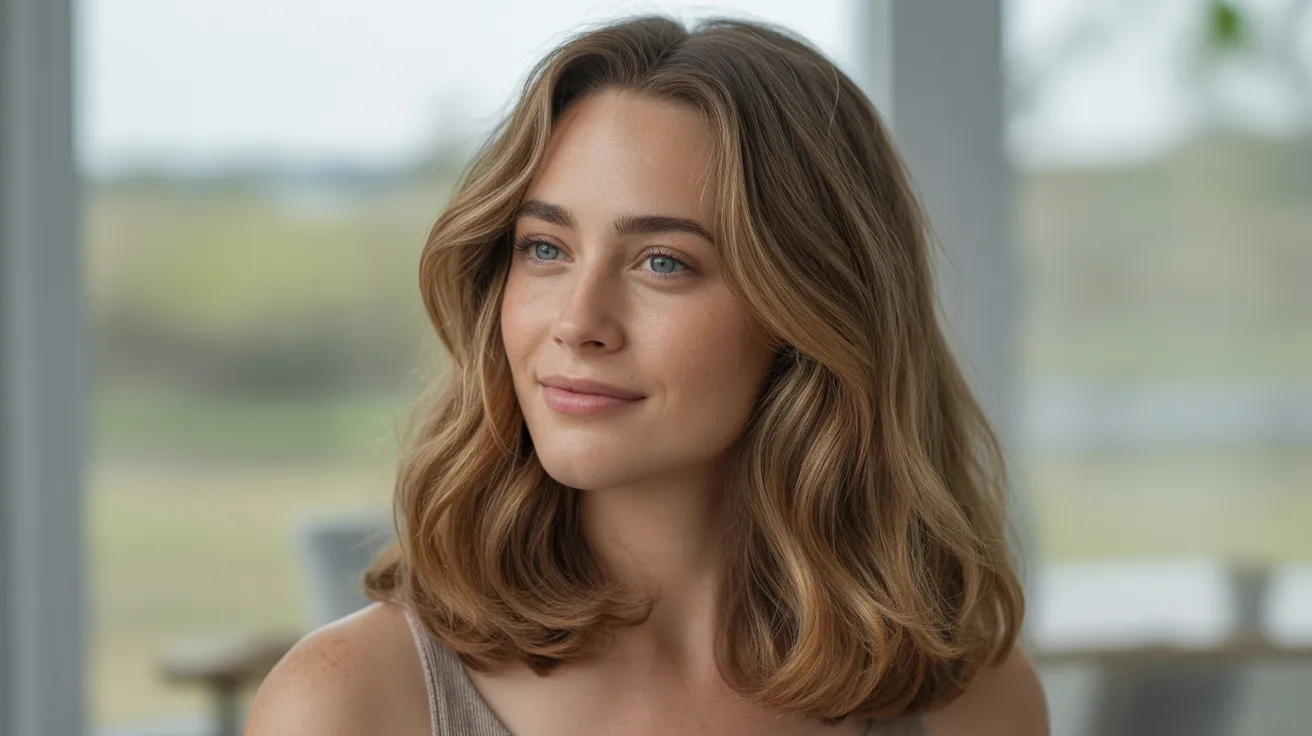 lived in caramel color style with warm golden brown tones blended effortlessly through the hair appearing naturally settled and comfortable