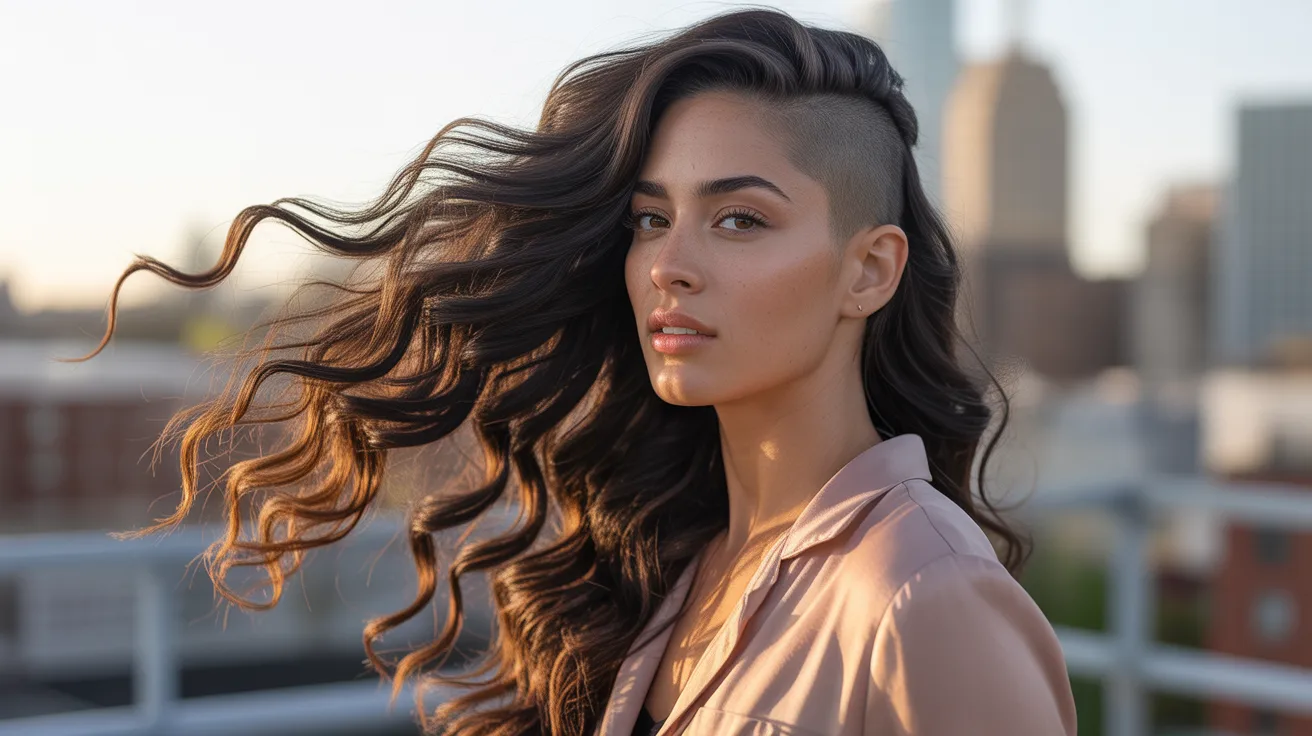 Long Flowing Hair with One Shaved Side