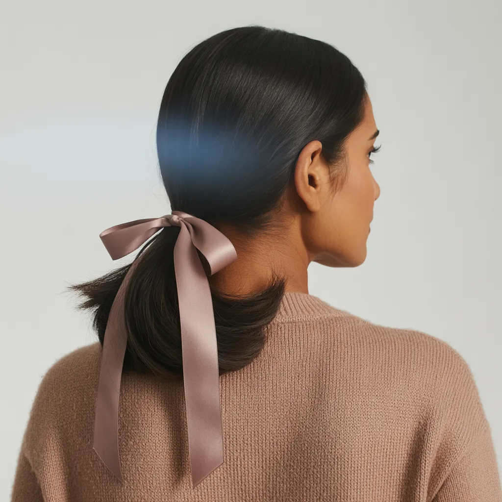 Low Ponytail with Ribbon