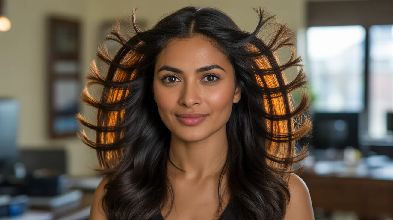 peek a boo caramel highlight placement with hidden warm golden brown sections revealed underneath dark hair when pulled aside