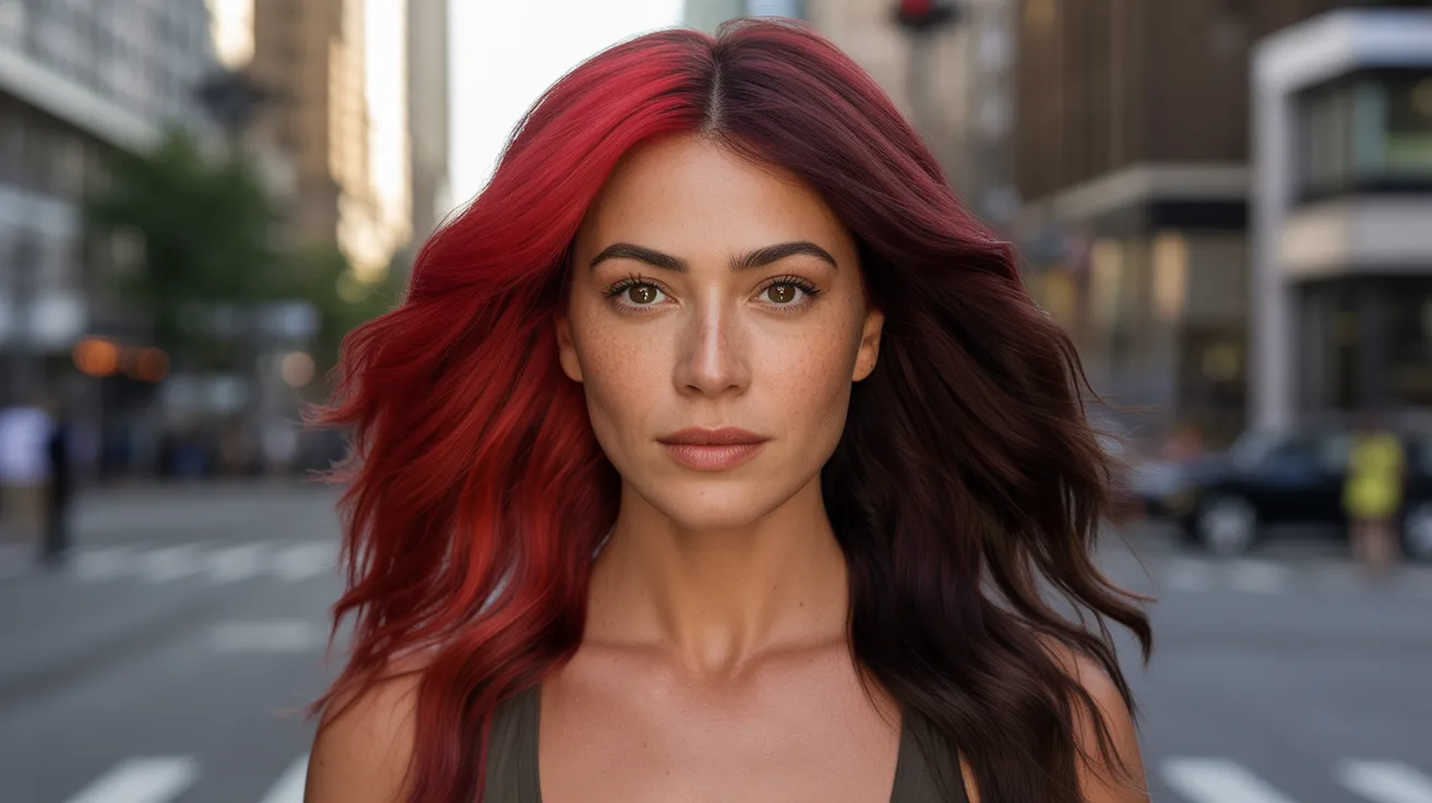 Red and Dark Cherry Split Gemini Hairstyles