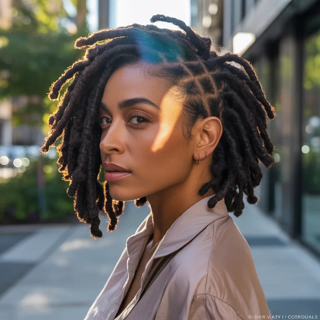 Side Swept Short Locs