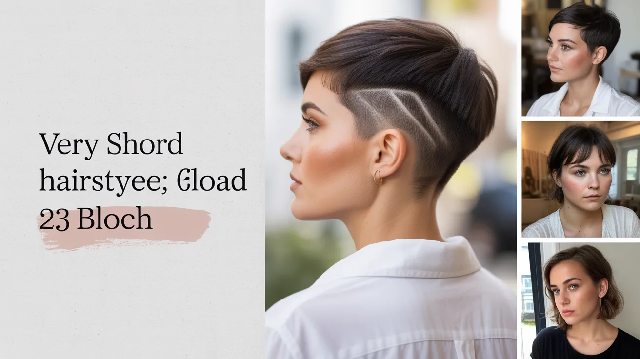 Woman with very short textured pixie cut in espresso brown color