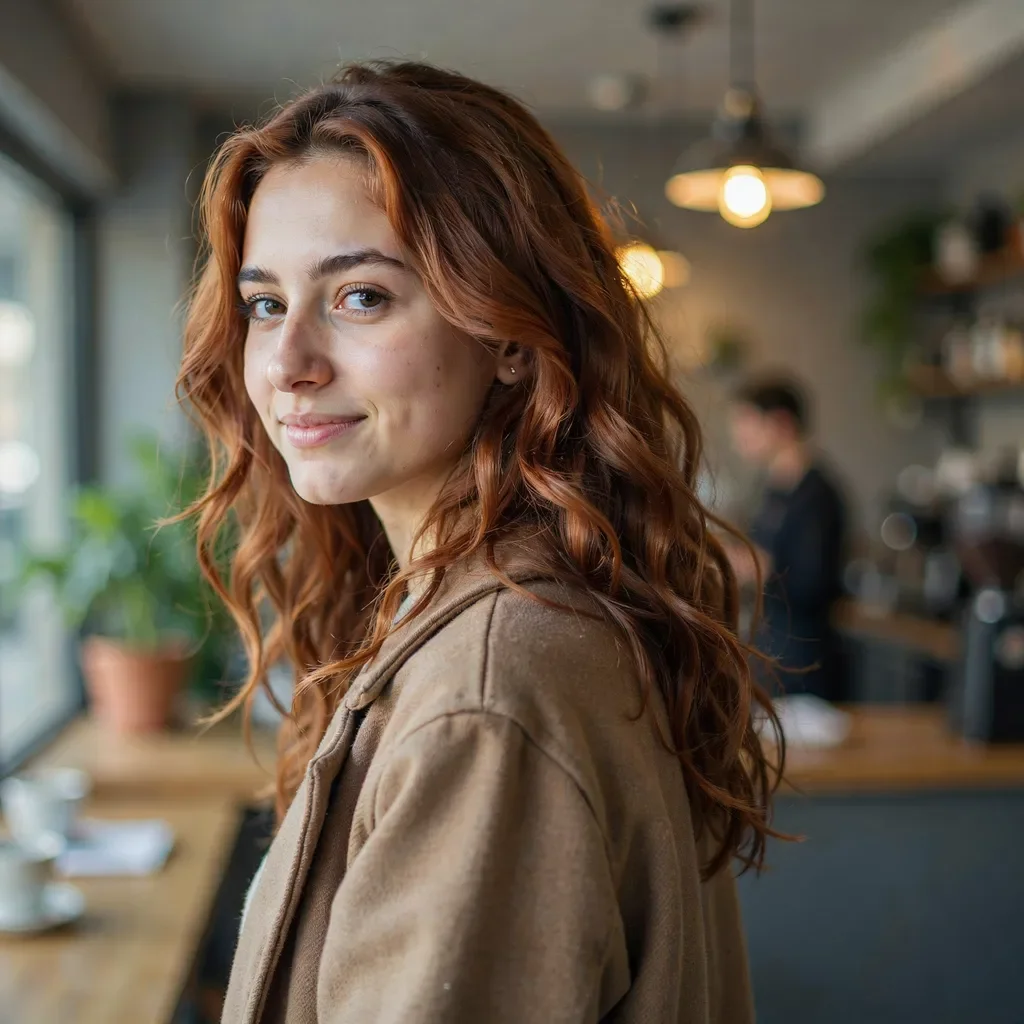 Fiery orange-red hair style with tousled texture