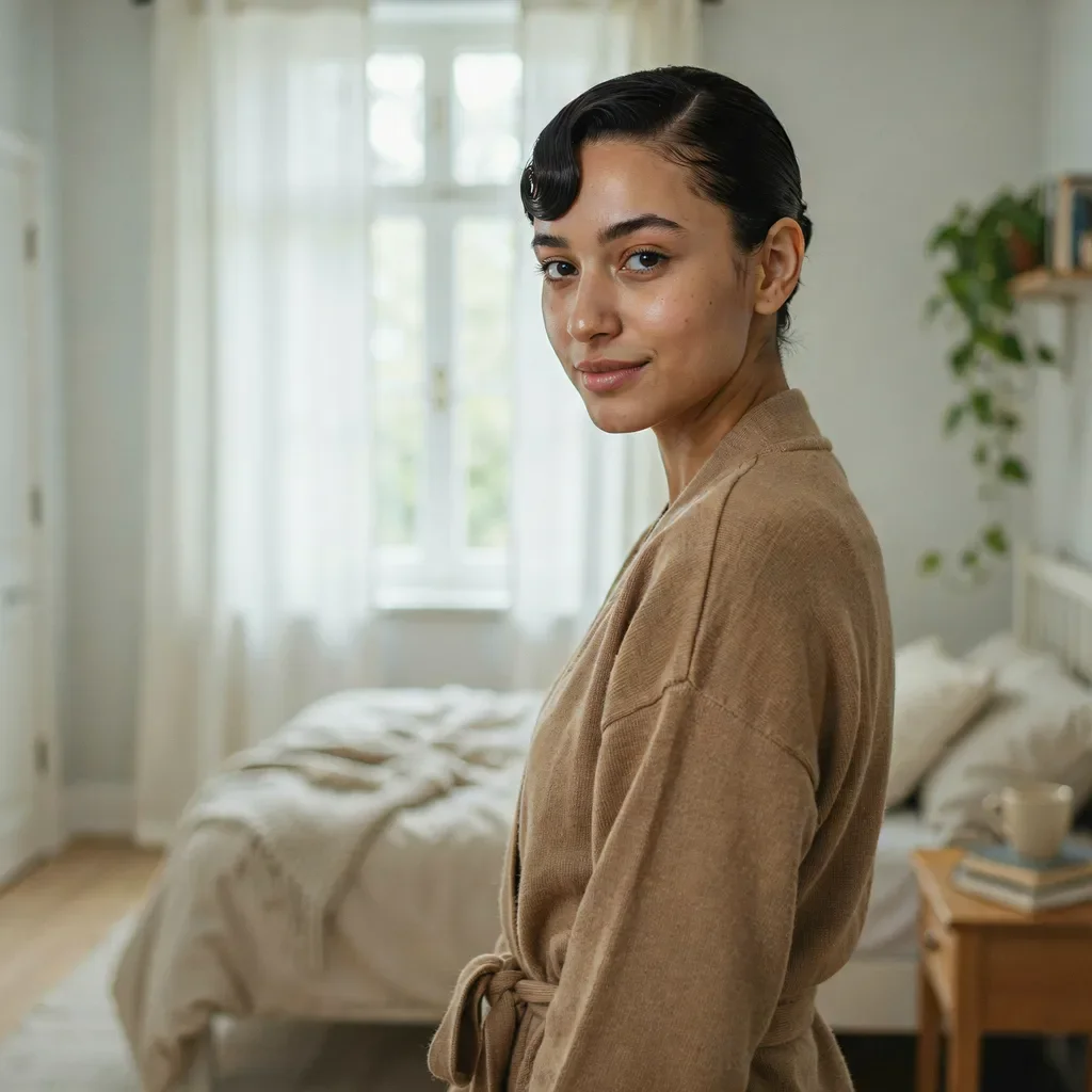 Gelled swoop short hairstyle with slick controlled arch