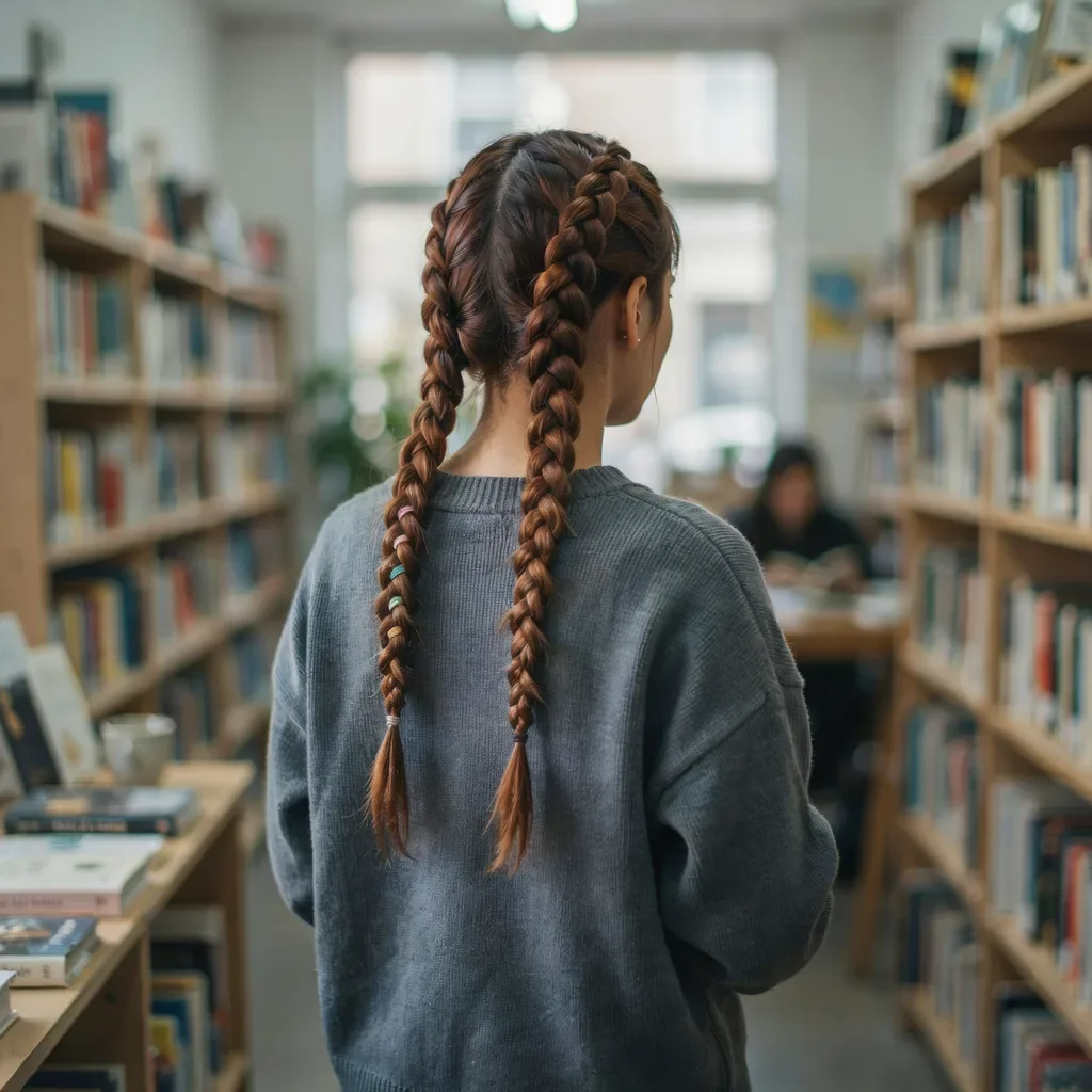 Knotted half-pony without an elastic school hairstyle