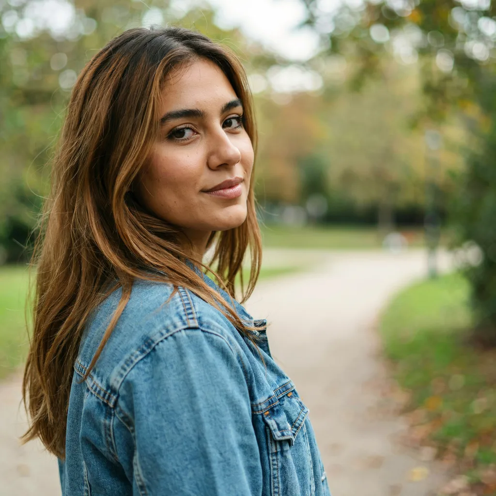 Long layers with cinnamon balayage brown hair