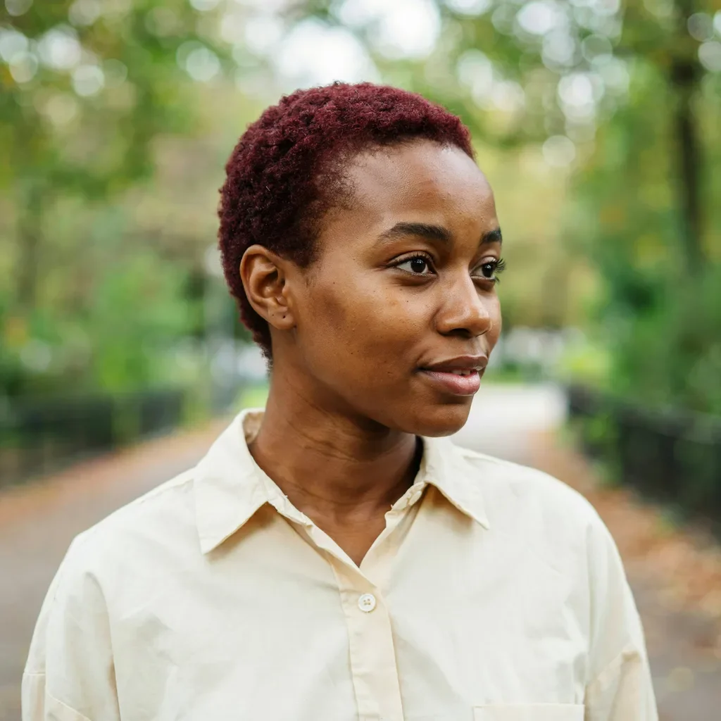 Prickly velvet burgundy buzz cut color