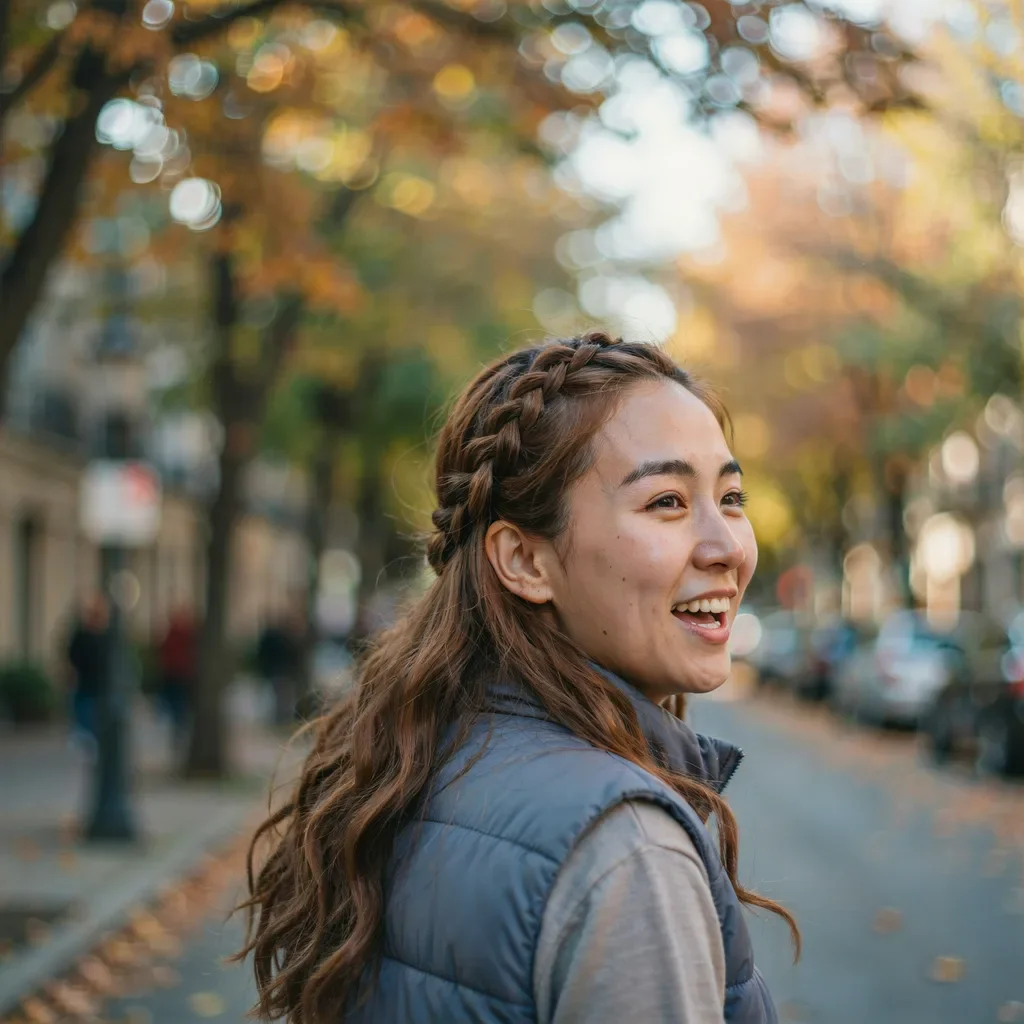 Reverse french braid tucked under school hairstyle
