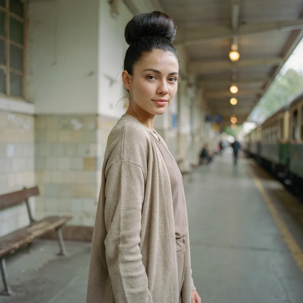 Slicked-back high puff curly style