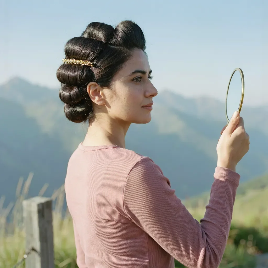 Vintage side sweep with a decorative barrette school hairstyle