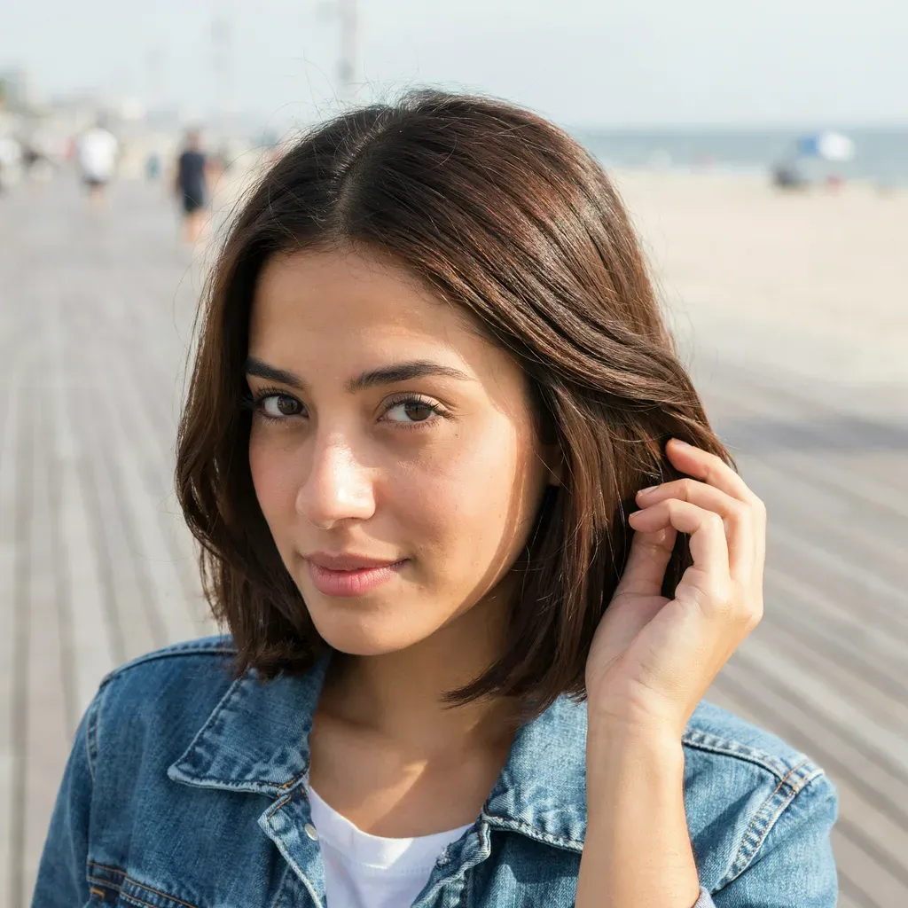 Angled bob shoulder cut hairstyle