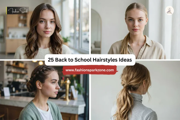 Collection of easy back to school hairstyles with braids buns and ponytail.