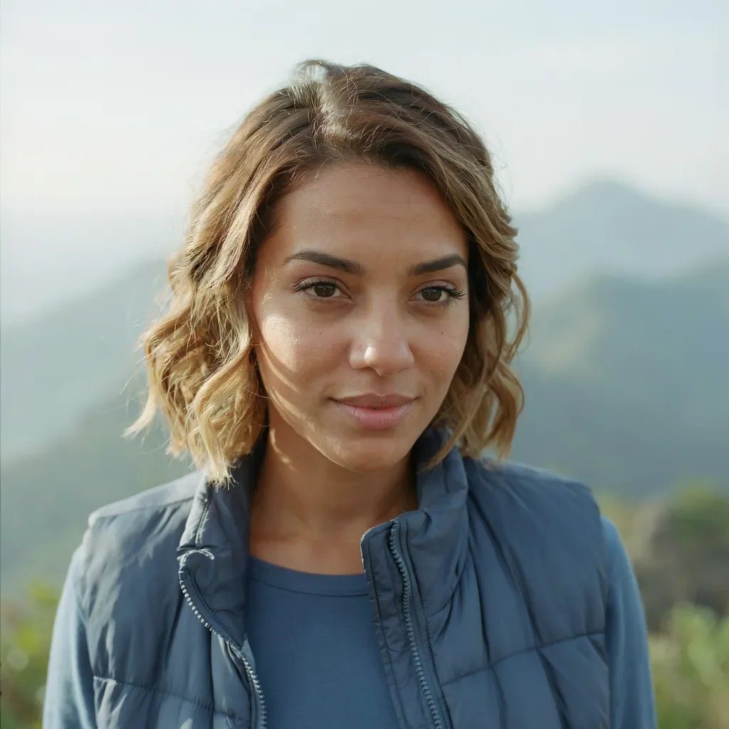 Blowout bob with curled ends for medium length hair