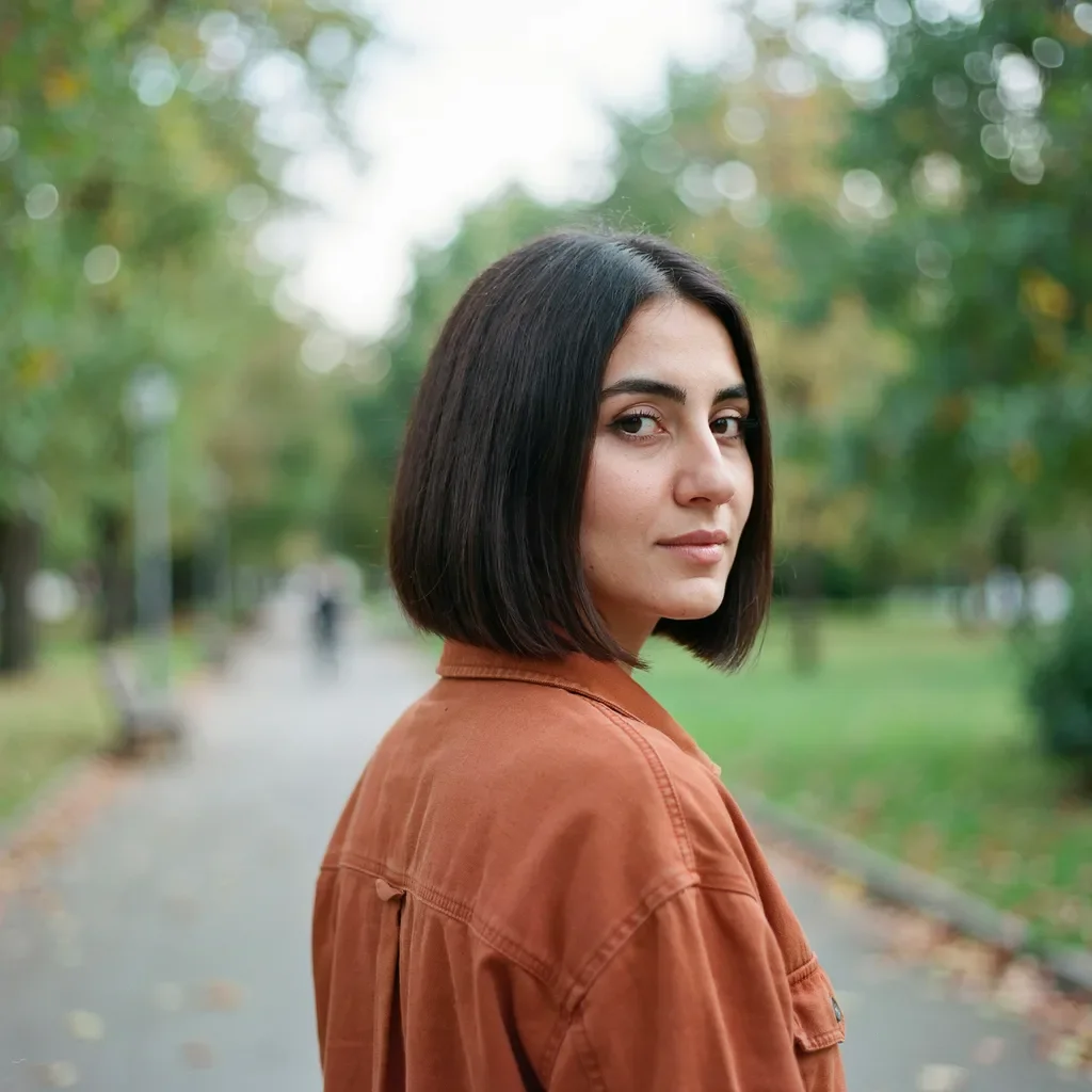 Blunt bob with dark espresso shine hairstyle