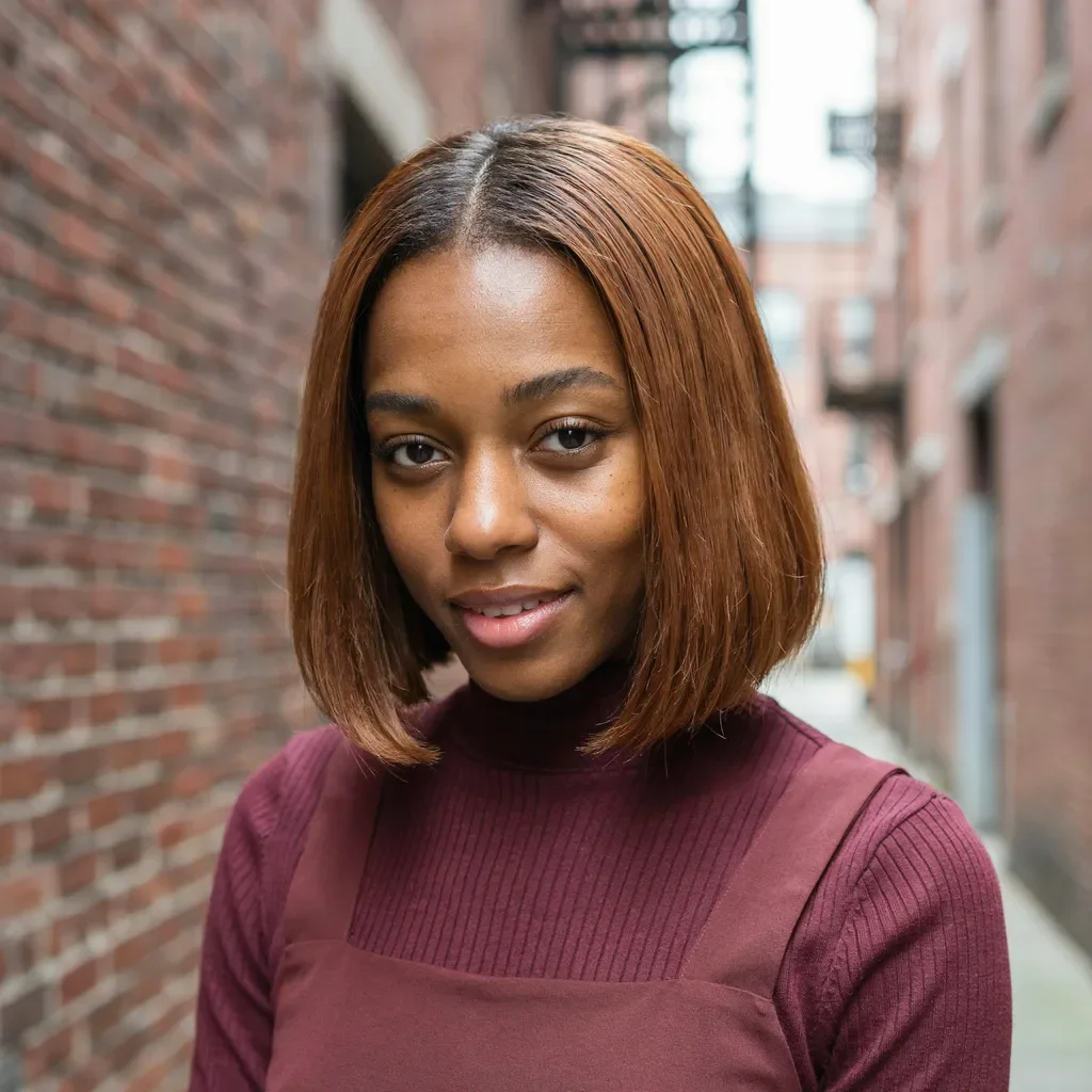 Straight hair with blunt ends style