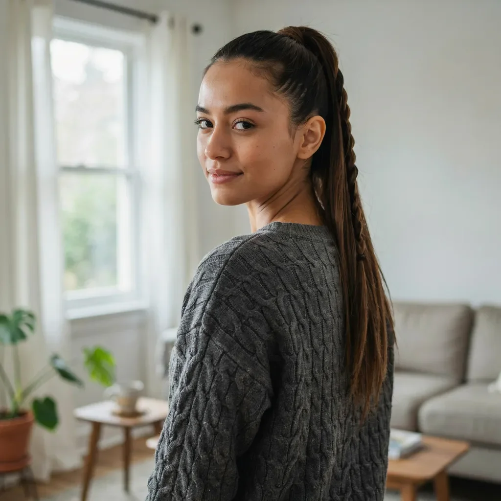 Braid-wrapped ponytail back to school hairstyle