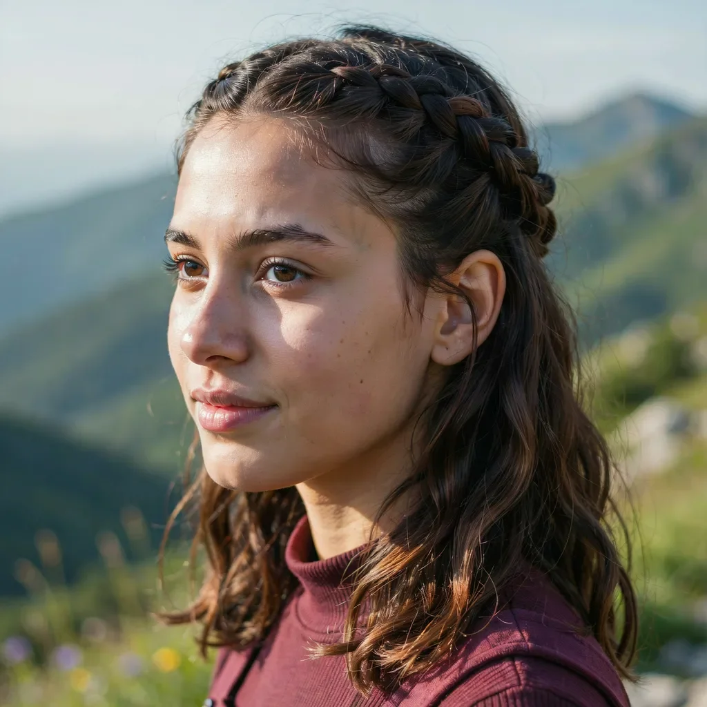 Braided crown with loose back hairstyle
