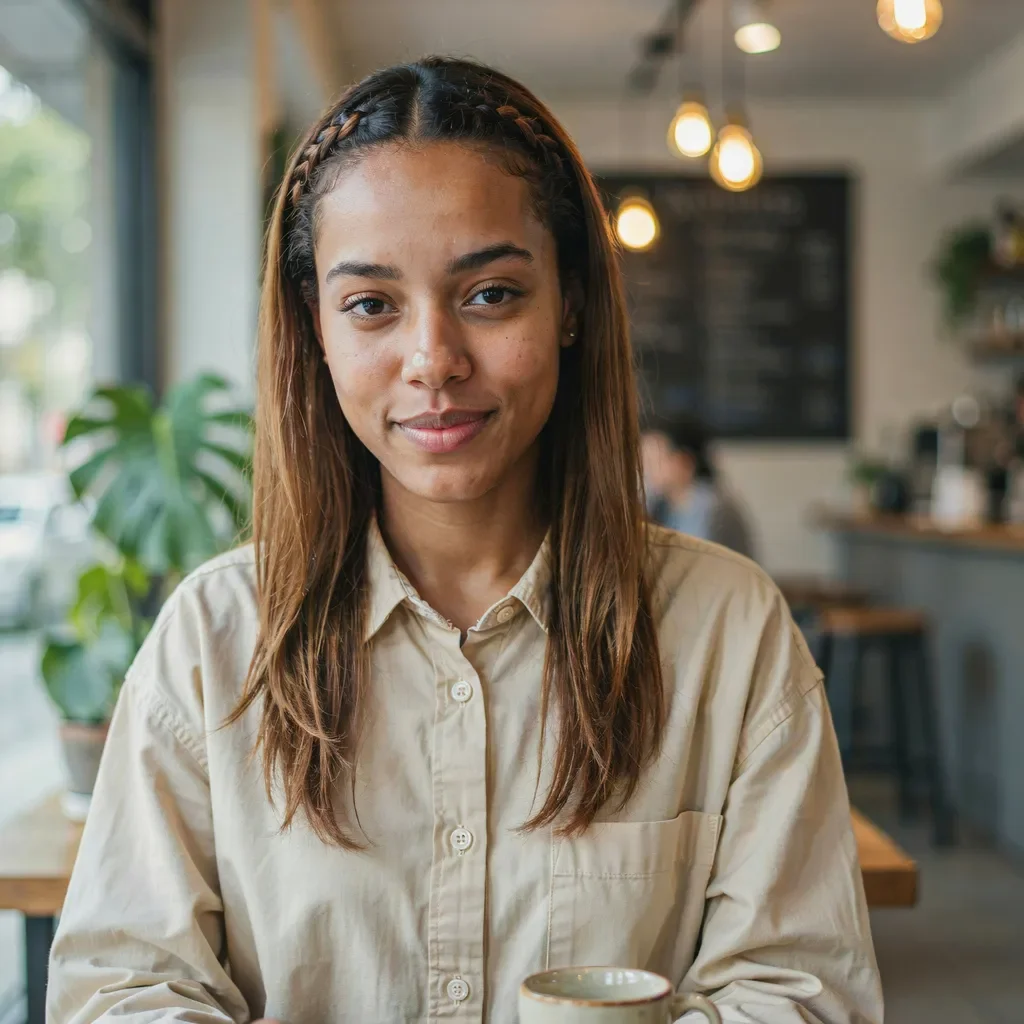 Straight hair with braided headband look