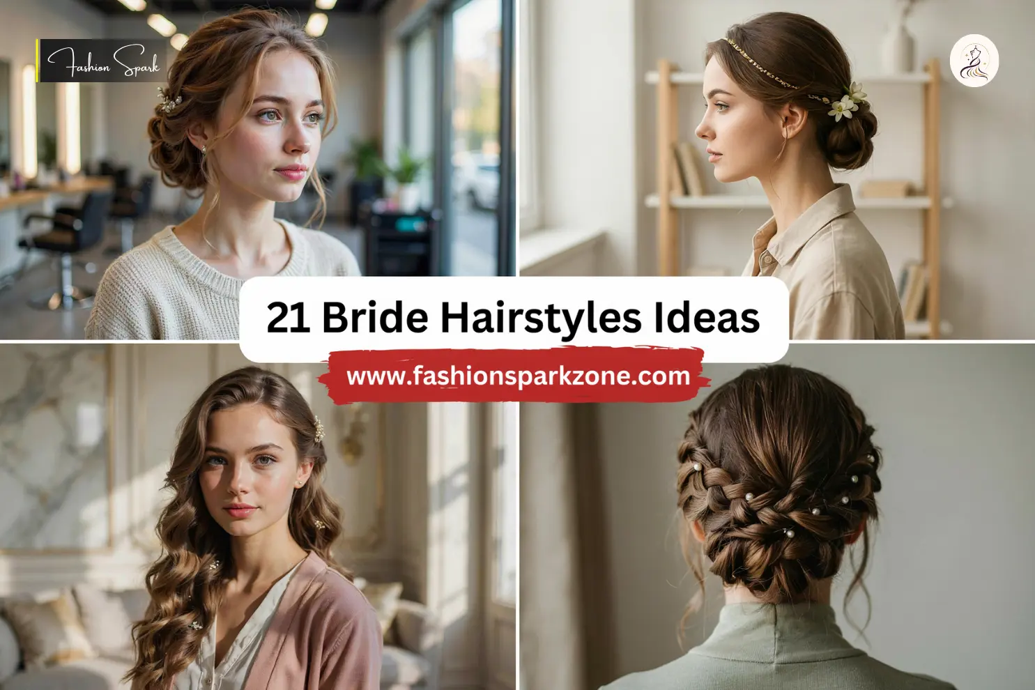 A bride with soft honey blonde waves and a delicate pearl hairpin tucked behind one ear.