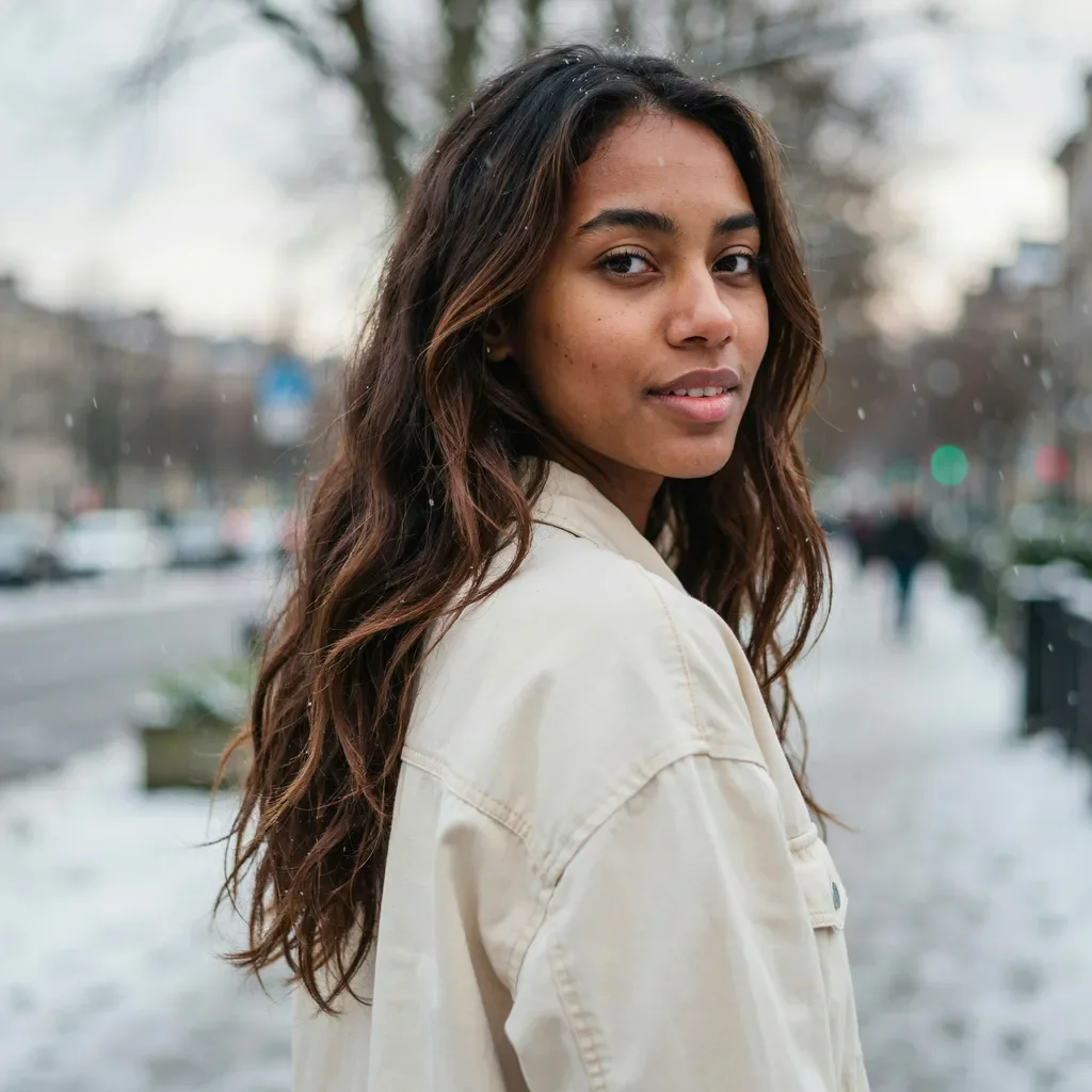 Bronzed cinnamon highlights on warm brown hair