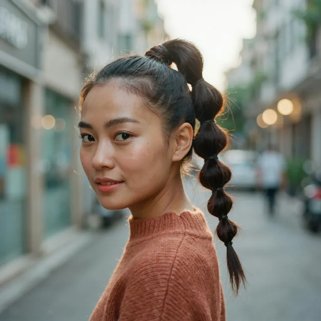 Bubble ponytail back to school hairstyle