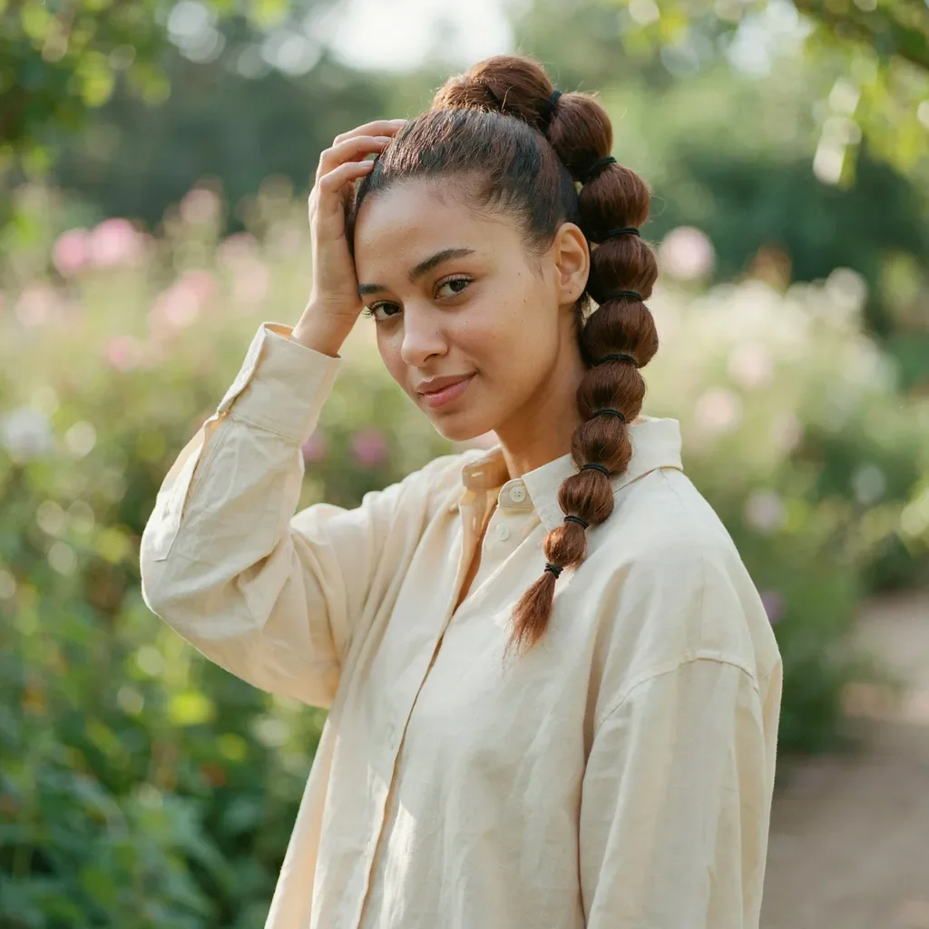 Bubble ponytail hairstyle