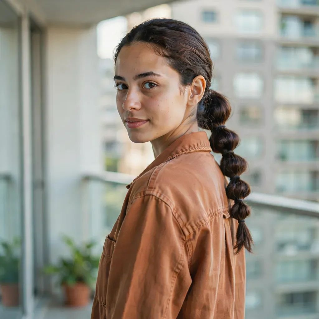 Bubble ponytail on a low base hairstyle