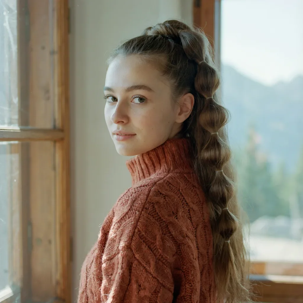 Bubble ponytail with small elastics school hairstyle