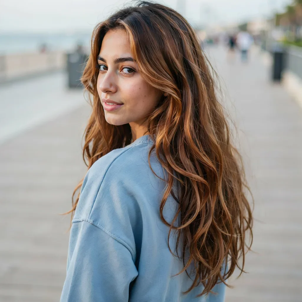Cinnamon spice balayage for long hair hairstyle